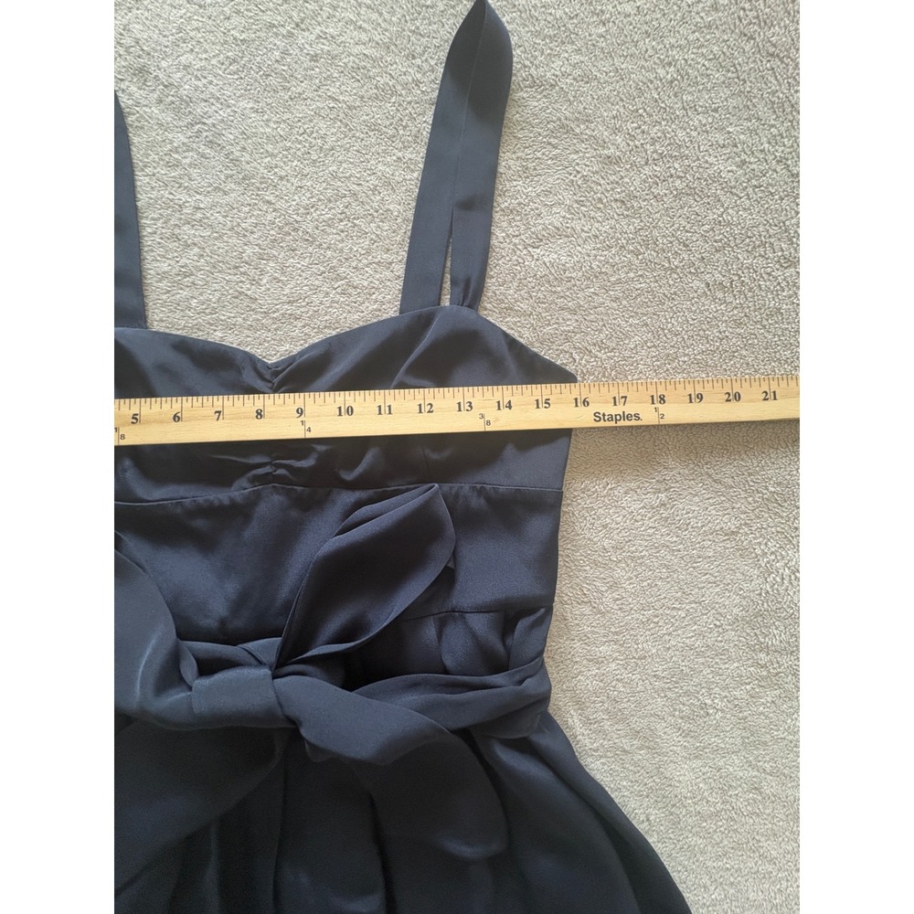 J.Crew Black 100% Silk Bow Front Sweetheart Dress Size 6 RN77388 Altered - Picture 3 of 7